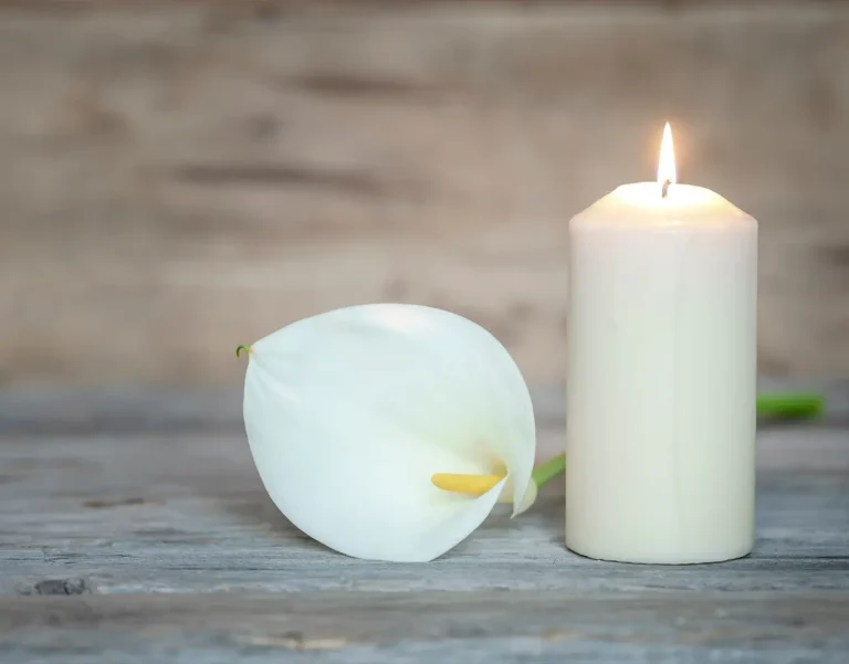 vit blomma och stearinljus, planera begravning